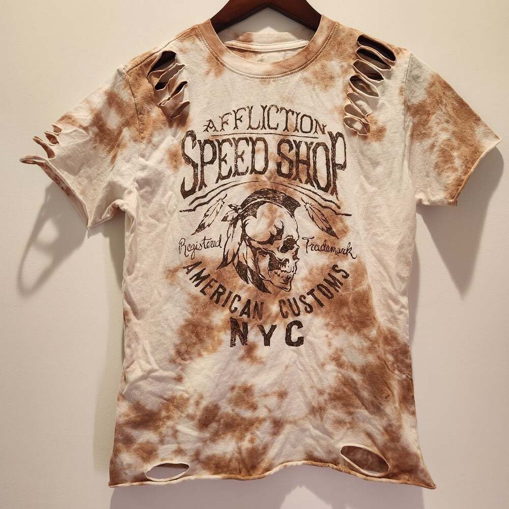 Women's Affliction America Customs Thunder T-Shirt Size Small Foiled Graphic